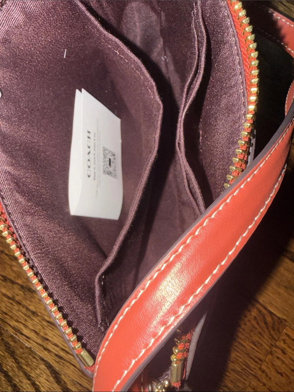 Coach Signature Canvas Shoulder Bag in Brown with Terracotta Trim